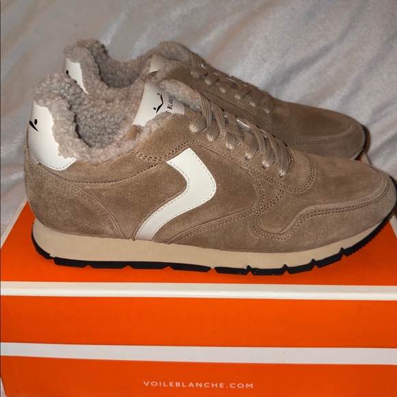 NWT VOILE BLANCHE JULIA Brown Pump Fur Suede Sneakers - Picture 11 of 16